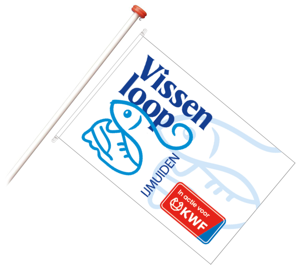 Vissenloop-vlag 150x225cm (€ 35,00)